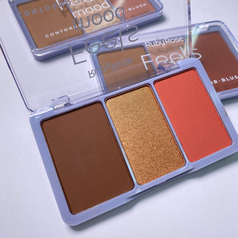 Paleta De Contorno, Iluminador, Blush - Feels Mood - T40