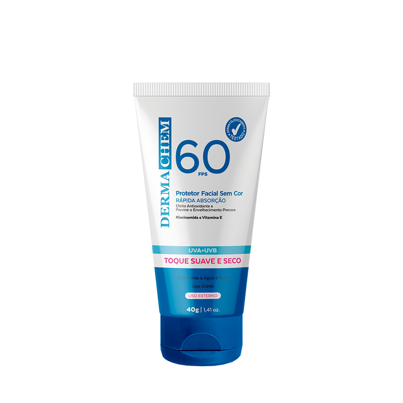 Protetor Solar Facial Sem Cor - FPS 60 - Dermachem
